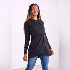 Latched Mama black petal front hoodie